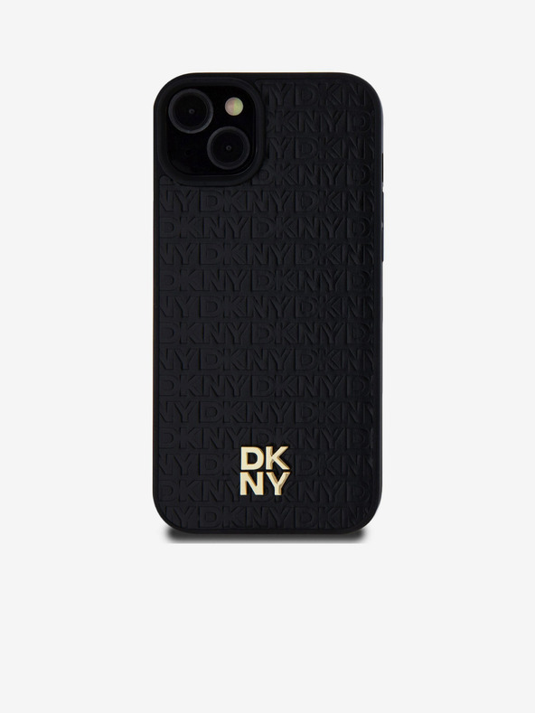 DKNY PU Leather Repeat Pattern Stack Logo Magsafe Zadní Kryt pro iPhone 15 Plus Black DKNY