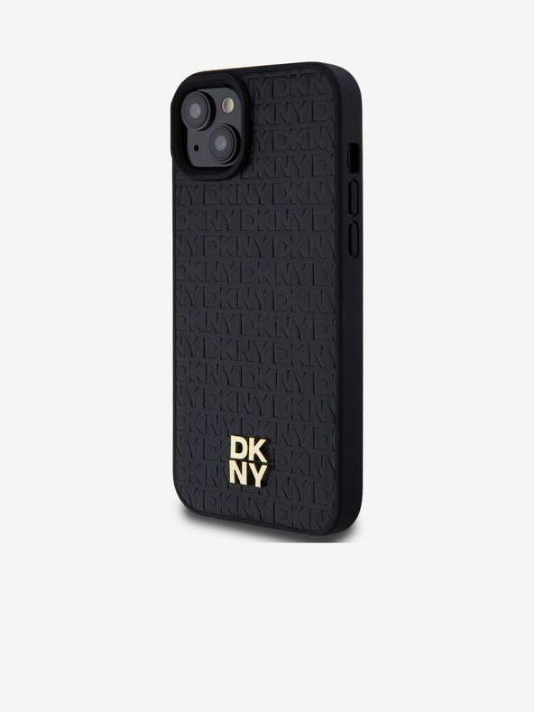 DKNY PU Leather Repeat Pattern Stack Logo Magsafe Zadní Kryt pro iPhone 15 Plus Black DKNY