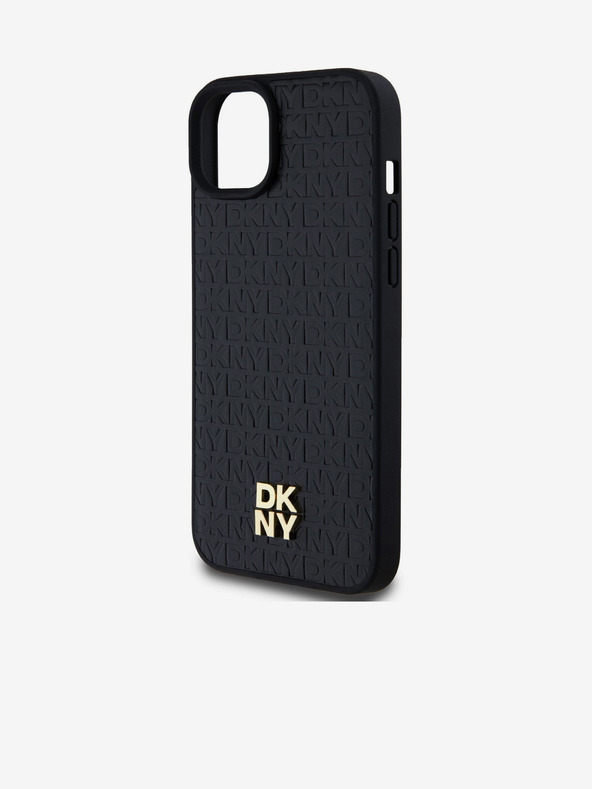 DKNY PU Leather Repeat Pattern Stack Logo Magsafe Zadní Kryt pro iPhone 15 Plus Black DKNY