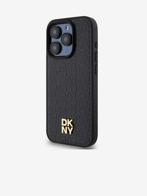 DKNY PU Leather Repeat Pattern Stack Logo Magsafe Zadní Kryt pro iPhone 15 Pro Max Black DKNY