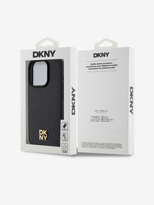 DKNY PU Leather Repeat Pattern Stack Logo Magsafe Zadní Kryt pro iPhone 15 Pro Max Black DKNY