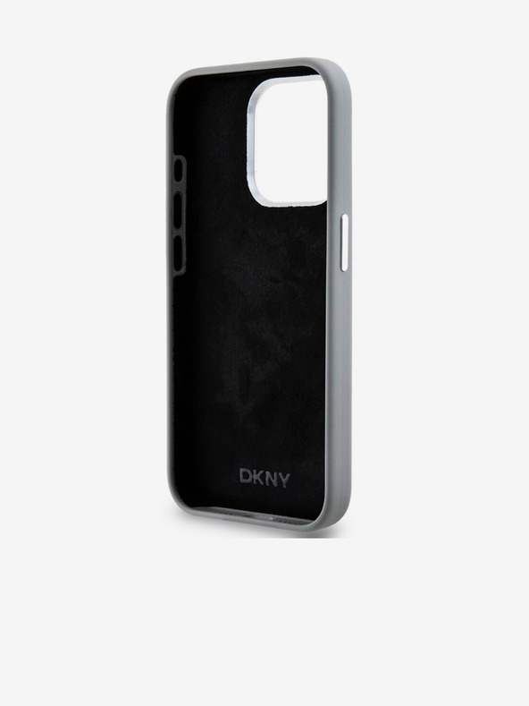 DKNY Liquid Silicone Silver Metal Logo Magsafe Zadní Kryt pro iPhone 15 Pro Grey DKNY