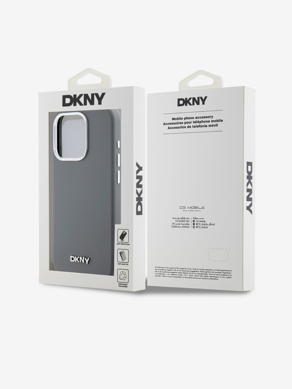 DKNY Liquid Silicone Silver Metal Logo Magsafe Zadní Kryt pro iPhone 15 Pro Grey DKNY