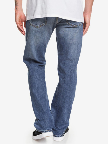 Quiksilver Modré pánské straight fit džíny s vyšisovaným efektem Quiksilver
