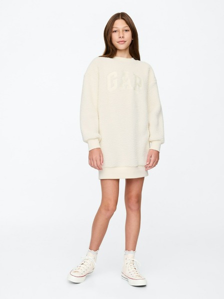 GAP Dětské mikinové oversize sherpa šaty s logem