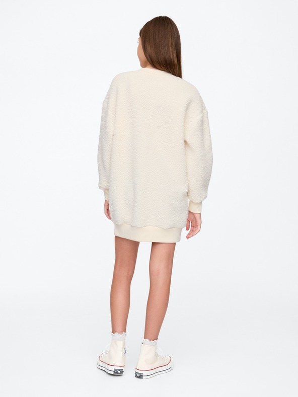 GAP Dětské mikinové oversize sherpa šaty s logem GAP