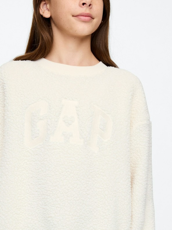 GAP Dětské mikinové oversize sherpa šaty s logem GAP
