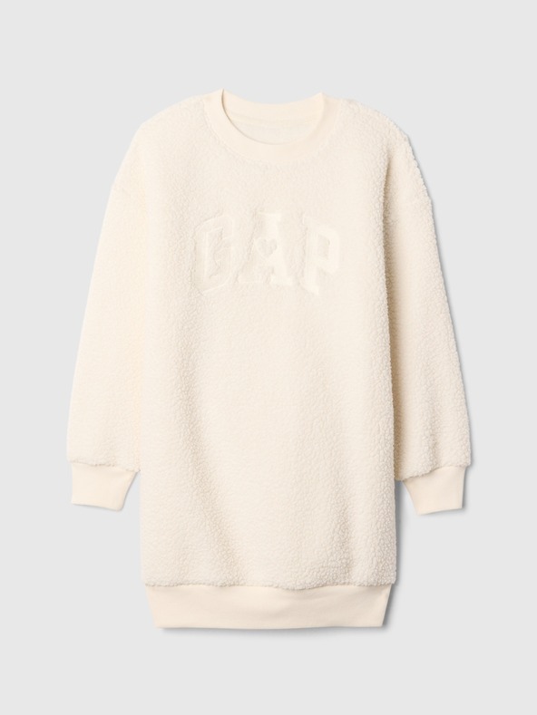 GAP Dětské mikinové oversize sherpa šaty s logem GAP
