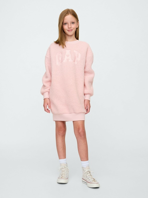 GAP Dětské mikinové oversize sherpa šaty s logem