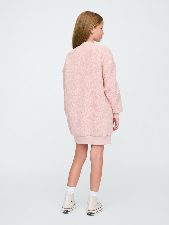GAP Dětské mikinové oversize sherpa šaty s logem GAP