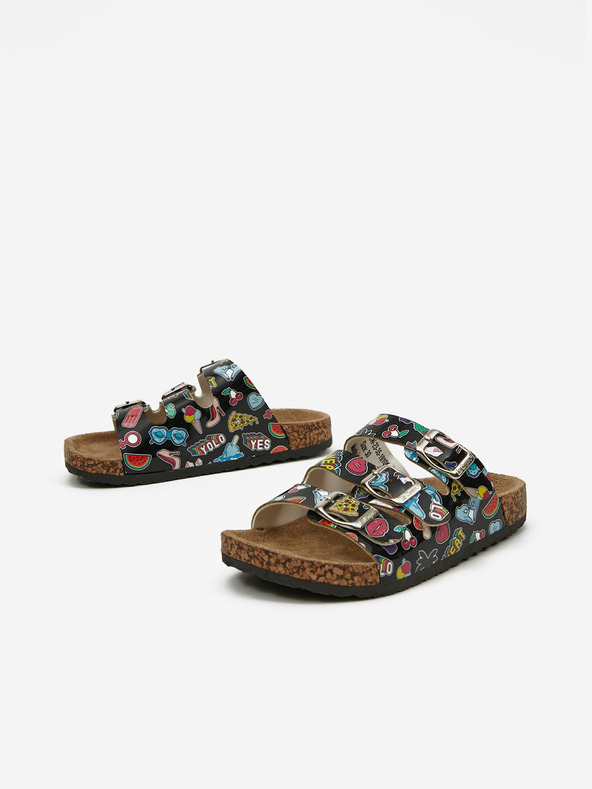 Lee Cooper Černé holčičí vzorované pantofle Lee Cooper