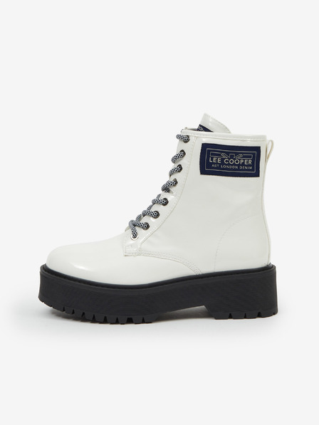Lee Cooper Bílé dámské kotníkové boty na platformě Lee Cooper