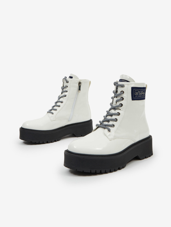 Lee Cooper Bílé dámské kotníkové boty na platformě Lee Cooper