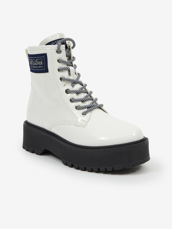 Lee Cooper Bílé dámské kotníkové boty na platformě Lee Cooper