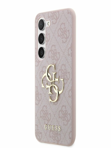 Guess PU 4G Metal Logo Zadní Kryt pro Samsung Galaxy S23 Pink Obal na telefon