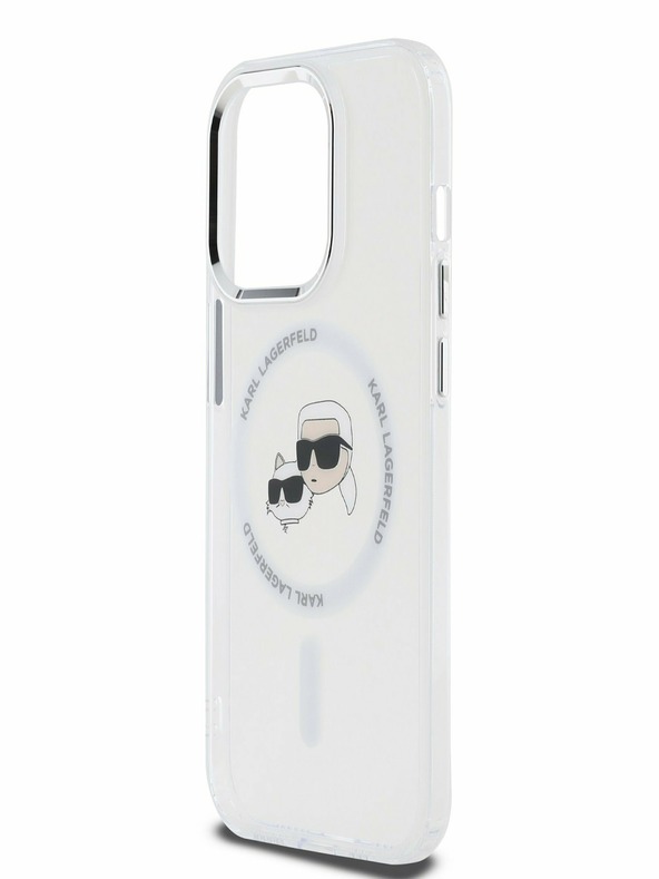 Karl Lagerfeld Karl Lagerfeld IML K&CH Heads Metal Frame MagSafe Zadní Kryt pro iPhone 15 Pro Transparent
