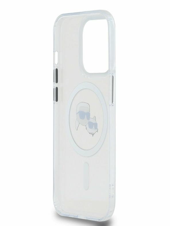Karl Lagerfeld Karl Lagerfeld IML K&CH Heads Metal Frame MagSafe Zadní Kryt pro iPhone 15 Pro Transparent