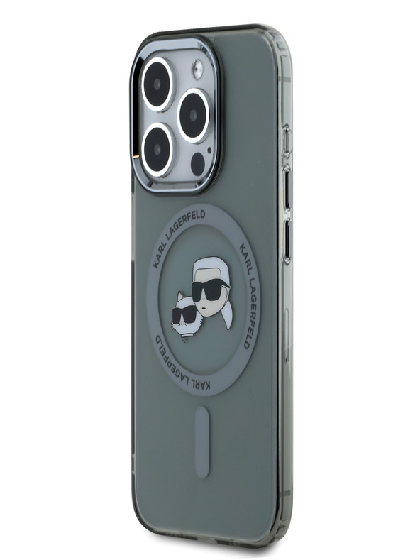 Karl Lagerfeld Karl Lagerfeld IML K&CH Heads Metal Frame MagSafe Zadní Kryt pro iPhone 15 Pro Max Black