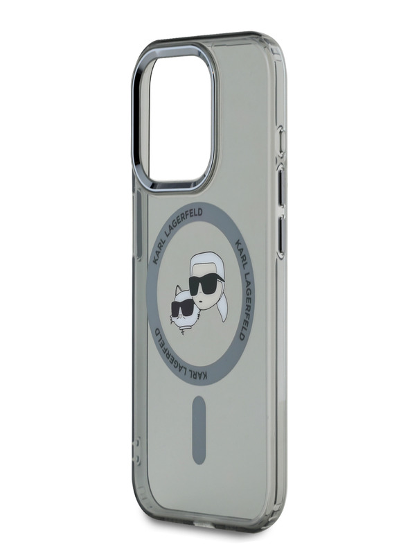 Karl Lagerfeld Karl Lagerfeld IML K&CH Heads Metal Frame MagSafe Zadní Kryt pro iPhone 15 Pro Max Black