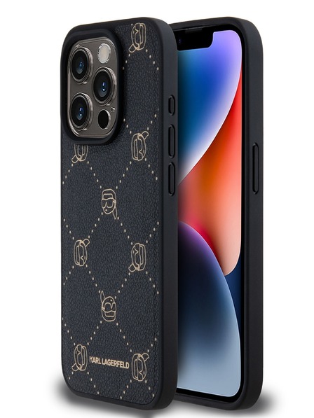 Karl Lagerfeld PU Karl Heads Pattern Magsafe Zadní Kryt pro iPhone 15 Pro Max Black Karl Lagerfeld