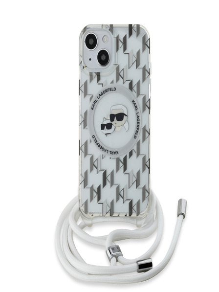 Karl Lagerfeld Karl Lagerfeld IML Monogram Crossbody K&CH Heads MagSafe Zadní Kryt pro iPhone 15 Transparent