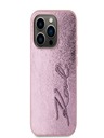 Karl Lagerfeld Wrinkled PU Signature Logo Zadní Kryt pro iPhone 15 Pro Pink Karl Lagerfeld