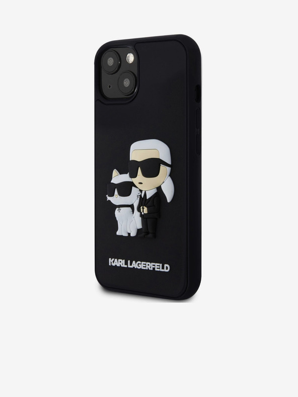 Karl Lagerfeld 3D Rubber Karl and Choupette Zadní Kryt pro iPhone 14 Black Karl Lagerfeld