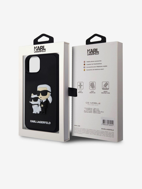 Karl Lagerfeld 3D Rubber Karl and Choupette Zadní Kryt pro iPhone 14 Black Karl Lagerfeld