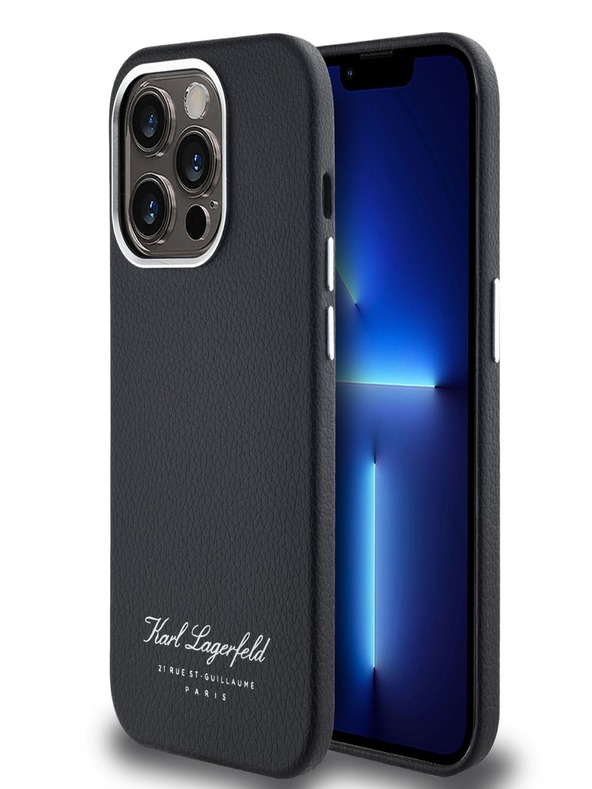 Karl Lagerfeld Grained PU Hotel RSG Zadní Kryt pro iPhone 14 Pro Max Black Karl Lagerfeld