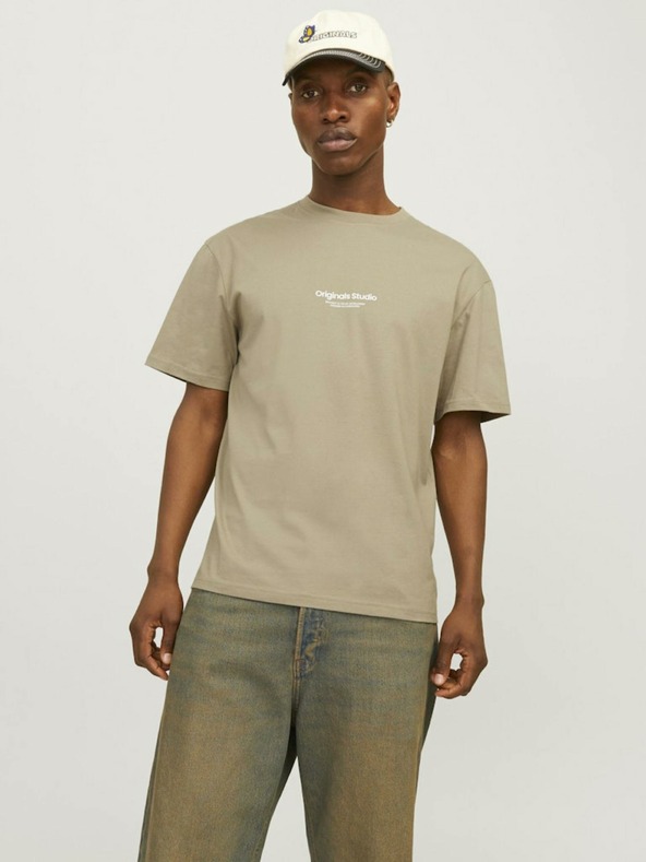 Jack & Jones Béžové pánské tričko Jack & Jones Vesterbro
