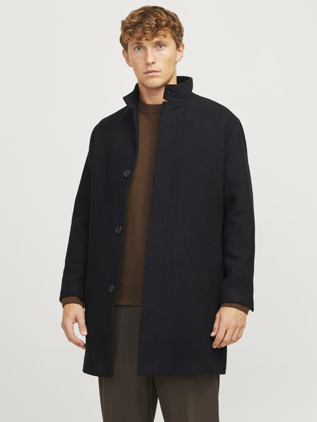 Jack & Jones Černý pánský kabát Jack & Jones Wilson