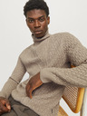 Jack & Jones Béžový pánský svetr se zipem Jack & Jones Blunorth