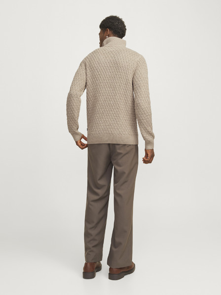 Jack & Jones Béžový pánský svetr se zipem Jack & Jones Blunorth