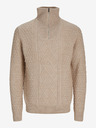 Jack & Jones Béžový pánský svetr se zipem Jack & Jones Blunorth