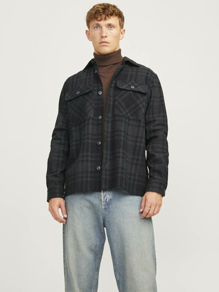 Jack & Jones Černo-šedá pánská lehká košilová bunda Jack & Jones Raymond