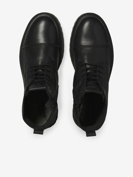 Jack & Jones Černé pánské kožené kotníkové boty Jack & Jones Tremor