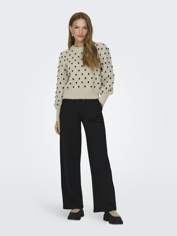 Jacqueline de Yong Béžový dámský puntíkovaný svetr JDY Sigrid