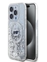 Karl Lagerfeld Karl Lagerfeld Liquid Glitter Choupette Head MagSafe Zadní Kryt pro iPhone 15 Pro Max Transparent