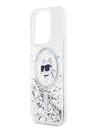 Karl Lagerfeld Karl Lagerfeld Liquid Glitter Choupette Head MagSafe Zadní Kryt pro iPhone 15 Pro Max Transparent