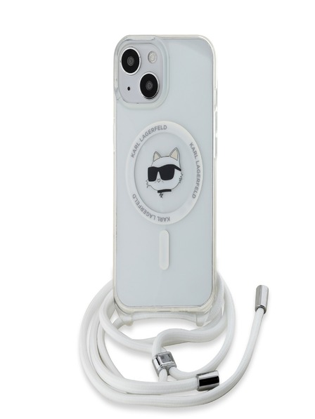 Karl Lagerfeld Karl Lagerfeld IML Crossbody Choupette Head Magsafe Zadní Kryt pro iPhone 15 Transparent