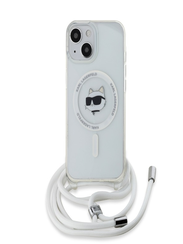 Karl Lagerfeld Karl Lagerfeld IML Crossbody Choupette Head Magsafe Zadní Kryt pro iPhone 15 Transparent