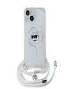 Karl Lagerfeld Karl Lagerfeld IML Crossbody Choupette Head Magsafe Zadní Kryt pro iPhone 15 Transparent