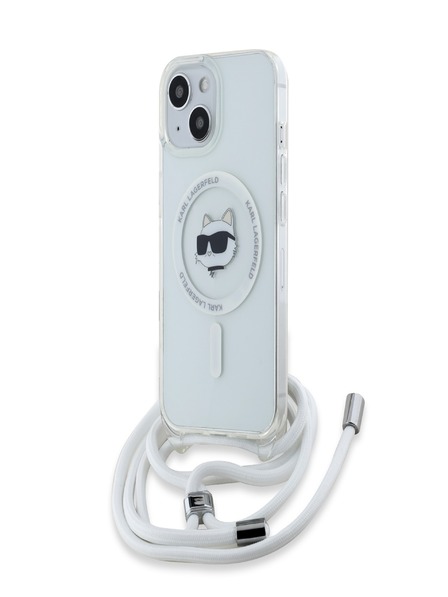 Karl Lagerfeld Karl Lagerfeld IML Crossbody Choupette Head Magsafe Zadní Kryt pro iPhone 15 Transparent