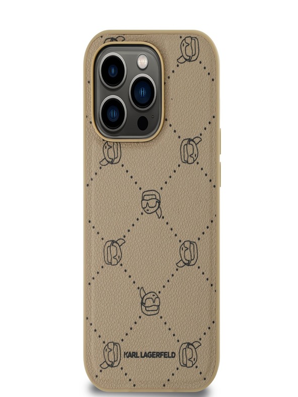 Karl Lagerfeld PU Karl Heads Pattern Magsafe Zadní Kryt pro iPhone 14 Pro Max Beige Karl Lagerfeld