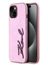 Karl Lagerfeld Wrinkled PU Signature Logo Zadní Kryt pro iPhone 15 Pink Karl Lagerfeld