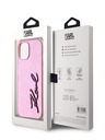Karl Lagerfeld Wrinkled PU Signature Logo Zadní Kryt pro iPhone 15 Pink Karl Lagerfeld