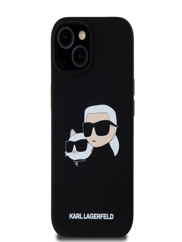 Karl Lagerfeld Liquid Silicone Double Heads Magsafe Zadní Kryt pro iPhone 15 Pro Max Black Karl Lagerfeld