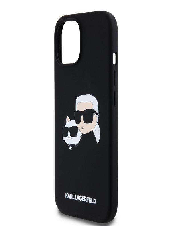 Karl Lagerfeld Liquid Silicone Double Heads Magsafe Zadní Kryt pro iPhone 15 Pro Max Black Karl Lagerfeld