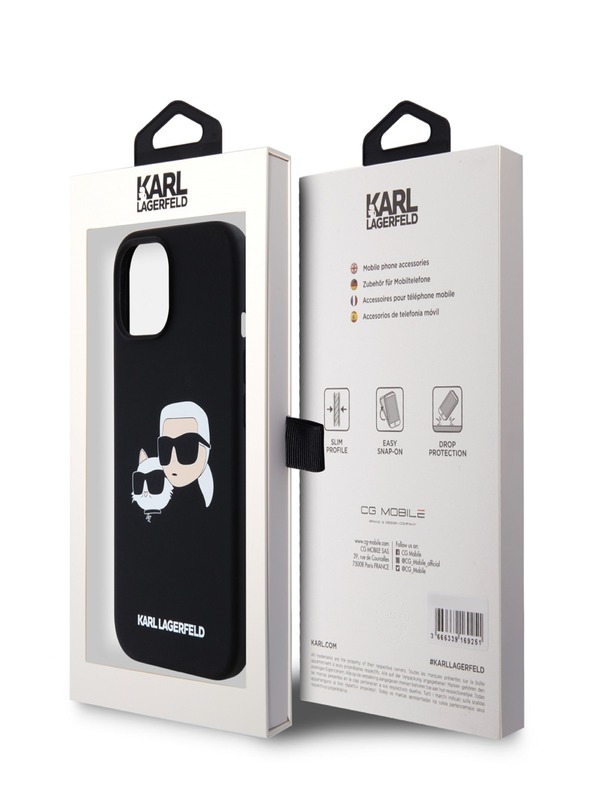 Karl Lagerfeld Liquid Silicone Double Heads Magsafe Zadní Kryt pro iPhone 15 Pro Max Black Karl Lagerfeld
