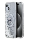 Karl Lagerfeld Karl Lagerfeld Liquid Glitter Karl Head Magsafe Zadní Kryt pro iPhone 15 Transparent